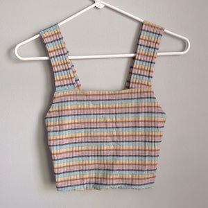 American Eagle Outfitters Square Neck Striped Cropped Tank Top